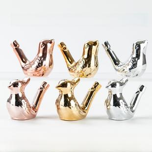 陶瓷电镀景区儿童小鸟口哨加水吹鸟叫声哨子幼儿园礼品鸟动物水哨