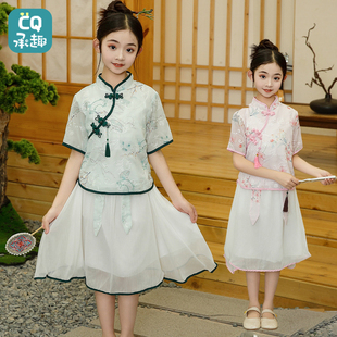 女童日常可穿汉服夏季短袖仙女裙女孩2025新款超好看唐装国风套装