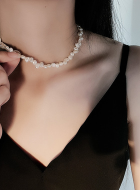 巴洛克风天然珍珠颈链女2021年新款潮短款项链气质锁骨链小众饰品
