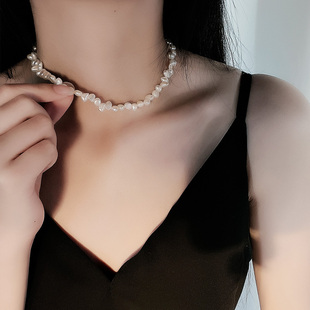 巴洛克风天然珍珠颈链女2021年新款潮短款项链气质锁骨链小众饰品