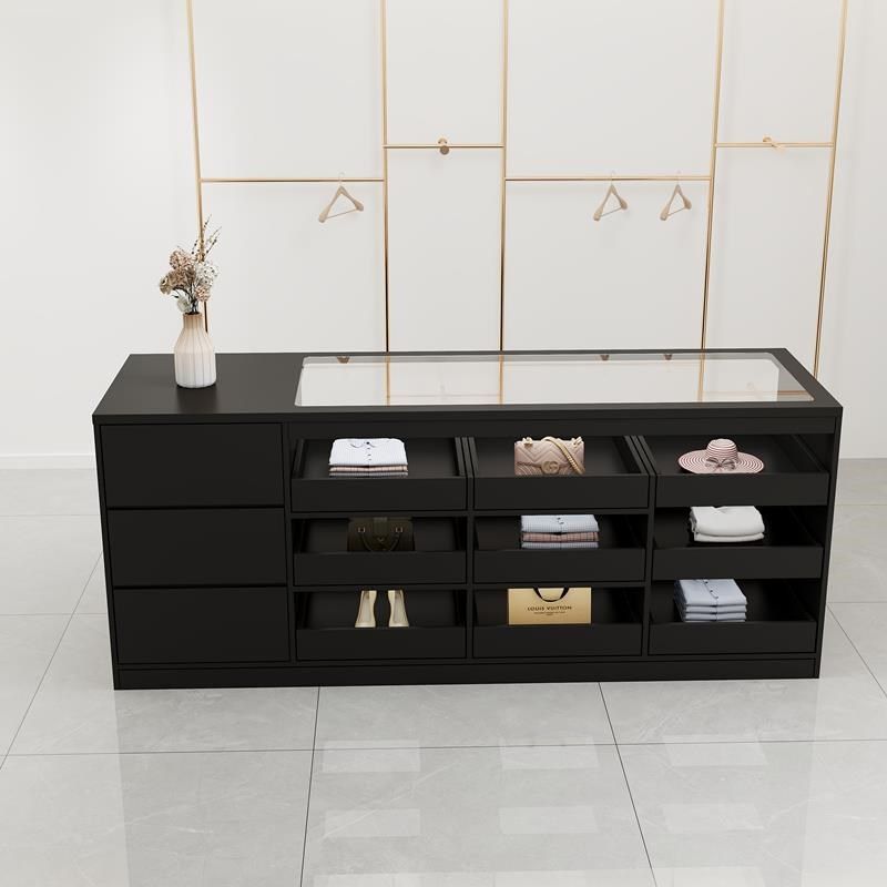 服装店中岛柜流水台展示台收银台柜台摆件饰品陈列柜吧台桌带玻璃