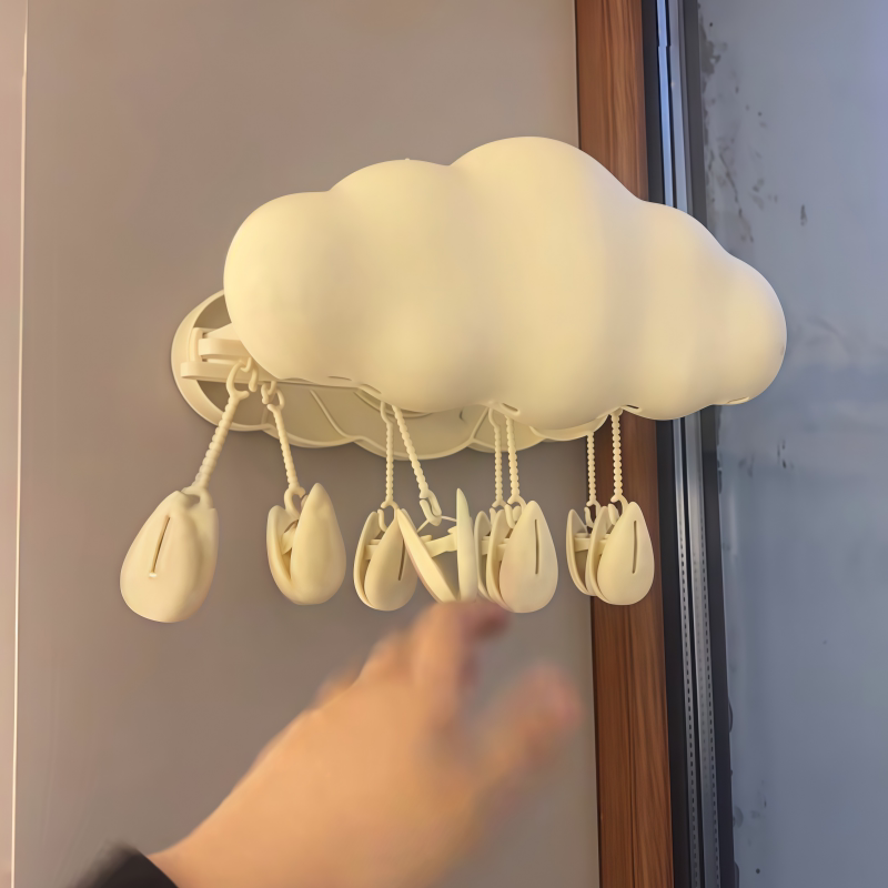 云朵伸缩吸盘防风多夹晾晒架