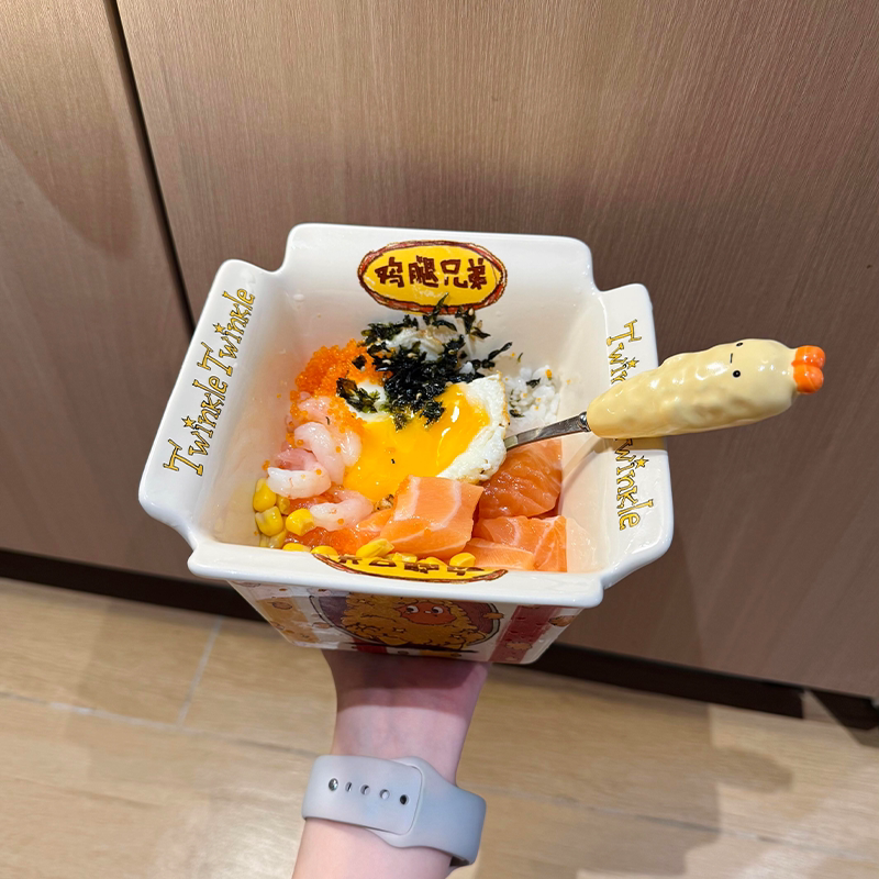 可爱小鸡勺子叉子不锈钢叉勺套装家用高颜值精致食品级陶瓷餐具女