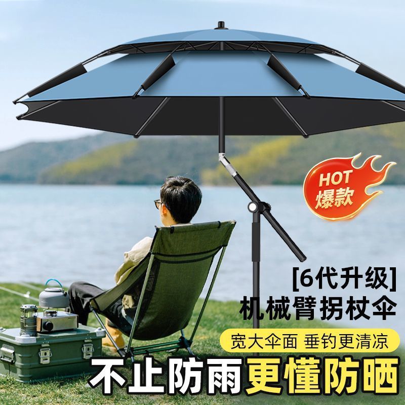 户外钓鱼伞遮阳伞专用大伞万向抗风加厚防晒防雨新款摆摊雨伞大号