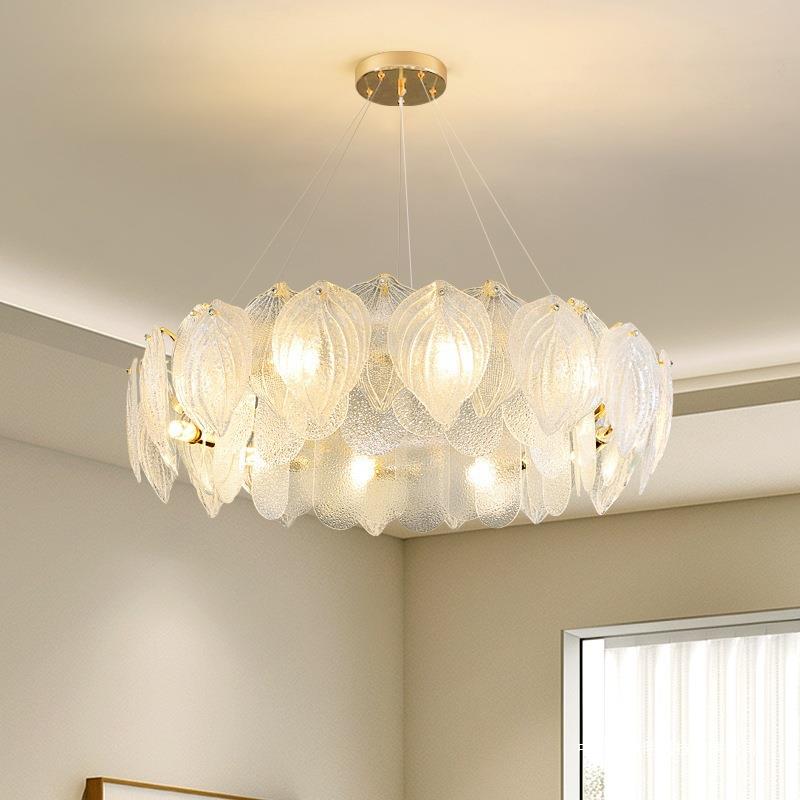 法式奶油风客厅吊灯别墅复式楼主卧室现代简约温馨复古风餐厅灯具