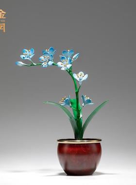 铜金岁月花中君子兰花铜摆件植物花卉仿真花朵插花彩铜工艺品摆件