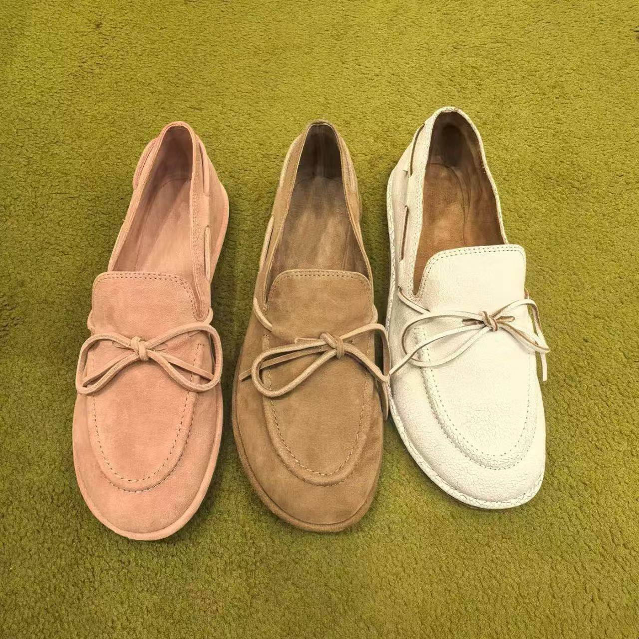 大牌2025新款真皮乐福鞋超软麂皮一脚蹬羊皮白色休闲单鞋女船鞋,女鞋,乐福鞋（豆豆鞋）,淘宝优惠券,粉丝福利购,淘宝优惠卷