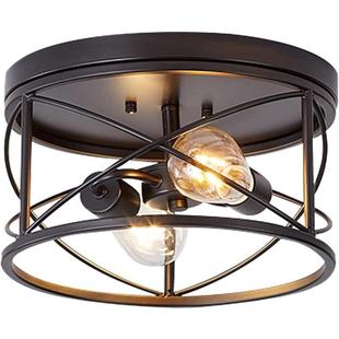 卧室吸顶灯爆款 乡村工业复古圆形金属笼子虾皮ebay 美式