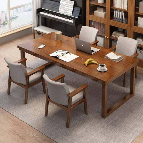 客厅大长书桌桌子长方形工作台成人家用双人电脑桌实木写字长条桌