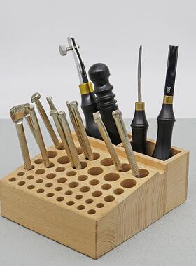 皮革JF-24614具收6纳置物架工d纳iy皮雕印花桌面工具台榉木4/98圆