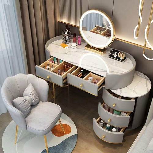 梳妆台卧室北收纳围挡小户妆型化妆台WQE新2024轻奢欧一风体ins化