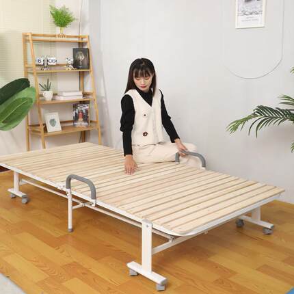 口实木硬人板架折叠出床办公室TS09午休单床午睡床家用成人透气排