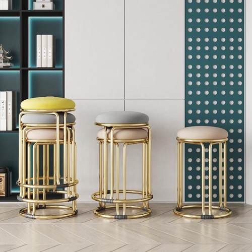 高圆桌凳子家用现代简约餐板凳塑料NUY可叠北放椅子轻奢餐椅备用