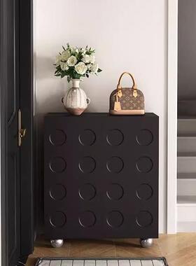 黑色复LAS古柜家用户门口玄客入厅收纳一关体简约靠鞋墙储物柜子