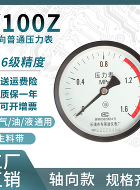 压力表储气罐专用压力表Y100Z带红色警示线0-1.6MPa气压表M20*1.5