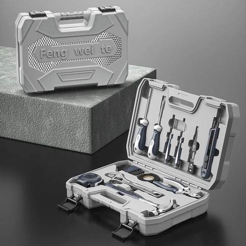 工具家用套钢丝锯钳梅花RHQ螺丝刀卷尺子扳手整套工具箱全套组装