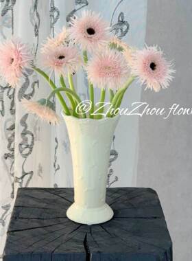 白色古陶瓷浮雕花瓶摆件客厅插HWS花轻级奢高感式复奶法油风玄关