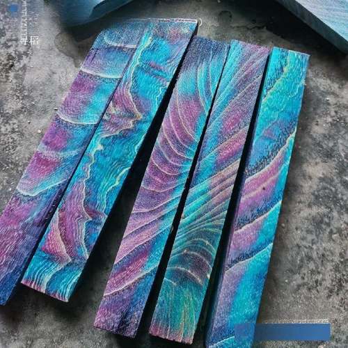 诡AbH3CCeC异木蓝紫色稳化木制定木条手柄实木手工DIY木木制品底