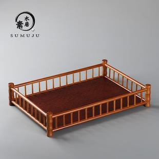小茶盘茶托盘家用茶壶茶杯茶具收纳盘 复古竹编围栏干泡盘茶台日式