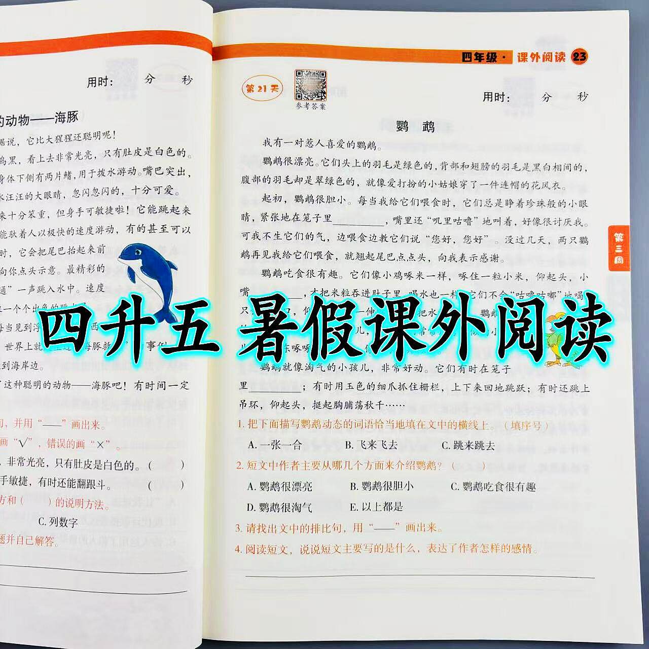 四升五暑假课外阅读人教版四升五年级暑假衔接阅读理解专项练习册