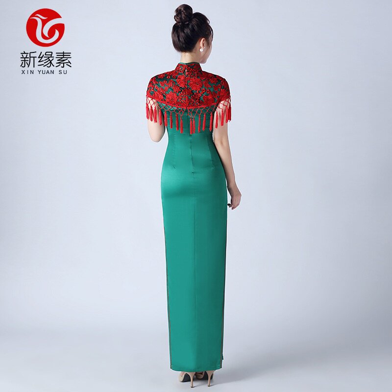 2026新款旗袍礼服流苏晚宴旗袍连衣裙复古中国风高开衩长款改良旗