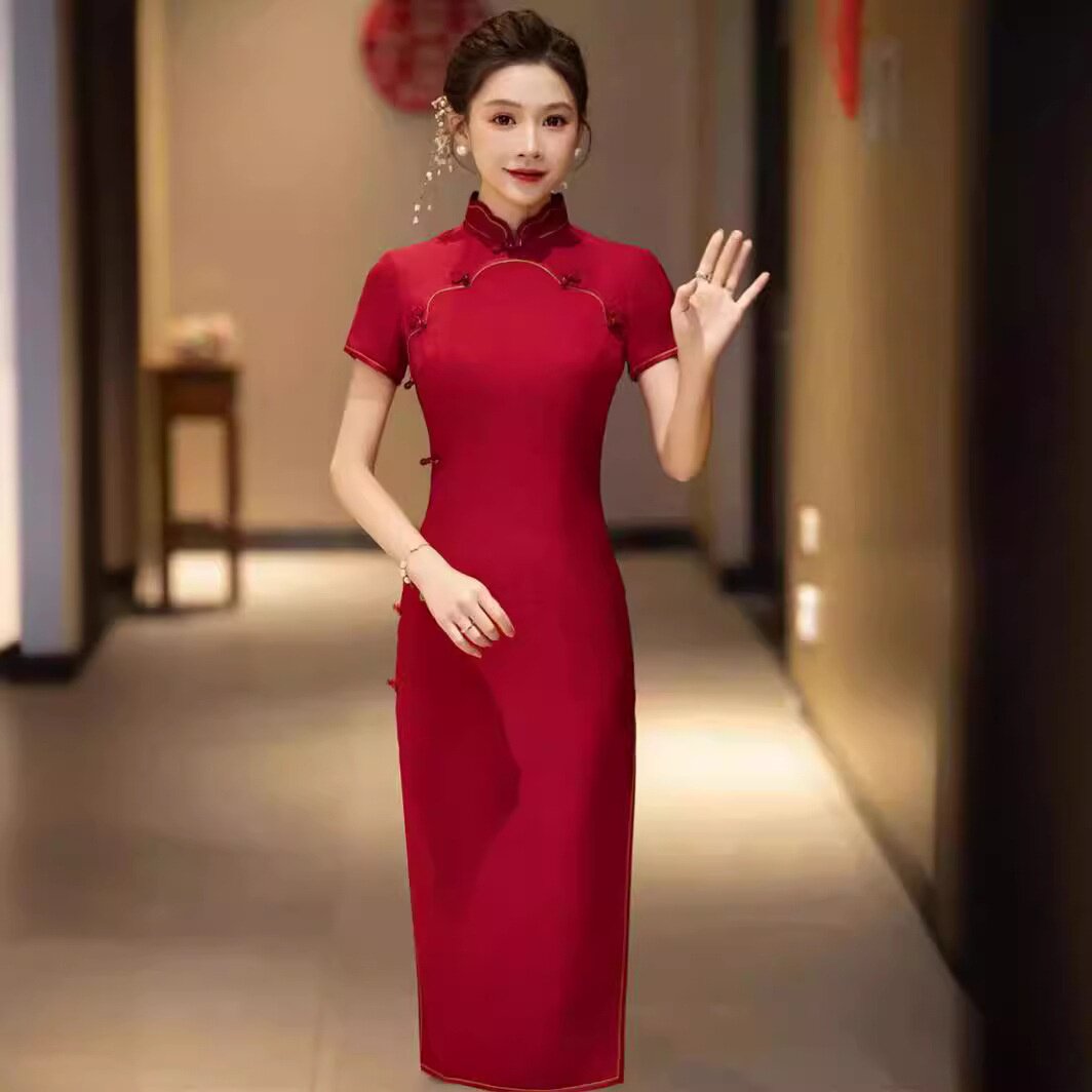 2026新款红色高端真丝喜妈妈旗袍中式结婚桑蚕丝喜婆婆婚宴装礼服