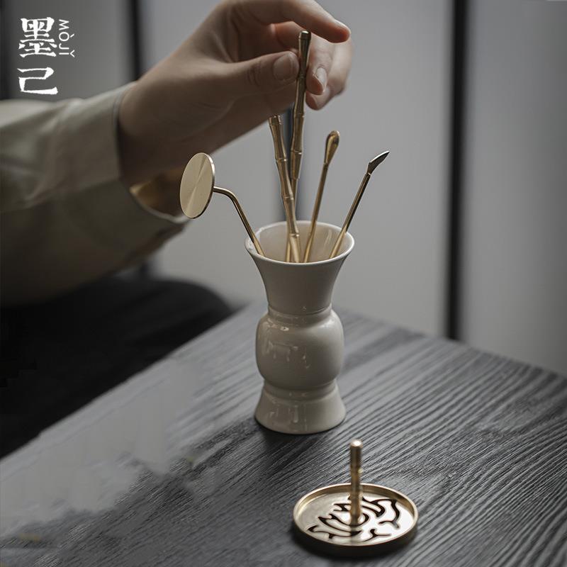 墨己草木灰含配件茶道瓶铜制打香篆工具香道配件用具家用香事