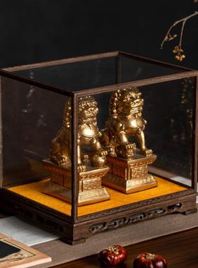 艺贝子新中式创意宫门狮摆件一对北京狮茶室书房桌面样板间装饰品