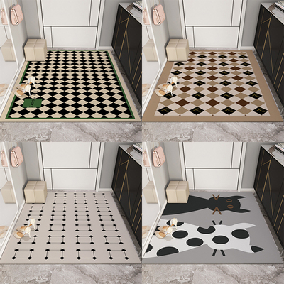 超薄入户地垫薄款1mm格子不卡门防滑皮革门垫进门门口入门pvc地毯
