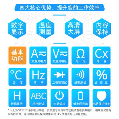伊万直销全保护自动量程vc3267b交直流钳形万用表数字钳表 电容