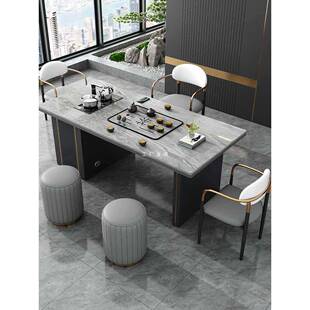 ft轻奢岩板网红茶桌椅组合简约家用阳台办公小户型一体功夫泡茶桌