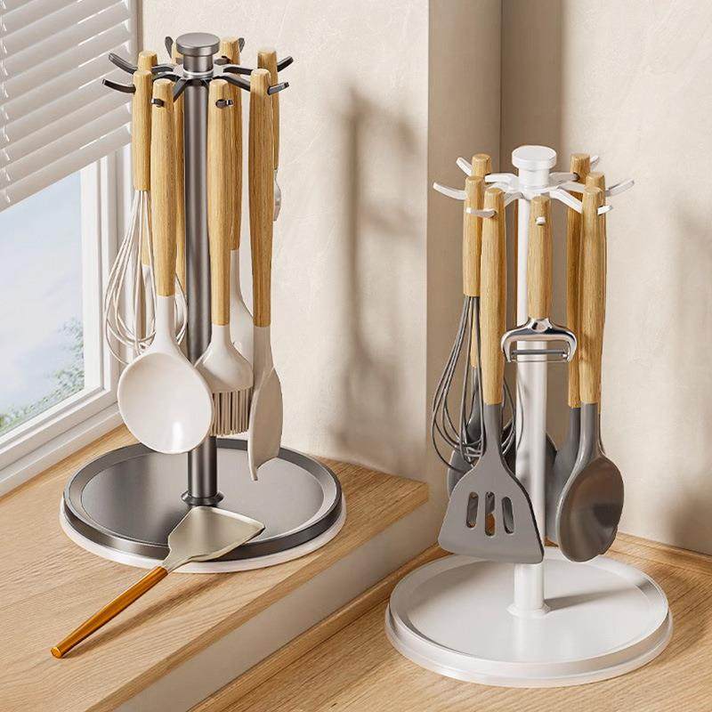 Y*h厨房旋转锅铲架台面家用挂钩置物架勺子铲子收纳汤勺厨具沥水