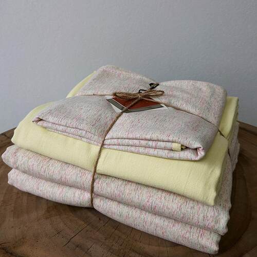 日式全棉色织彩晶纱四件套100棉柔软透气床上用品被套床单家用+++