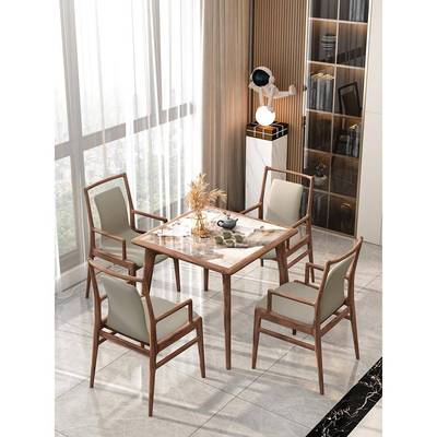 fc新中式实木方桌子正方形家用阳台茶桌小户型轻奢岩板餐桌八仙