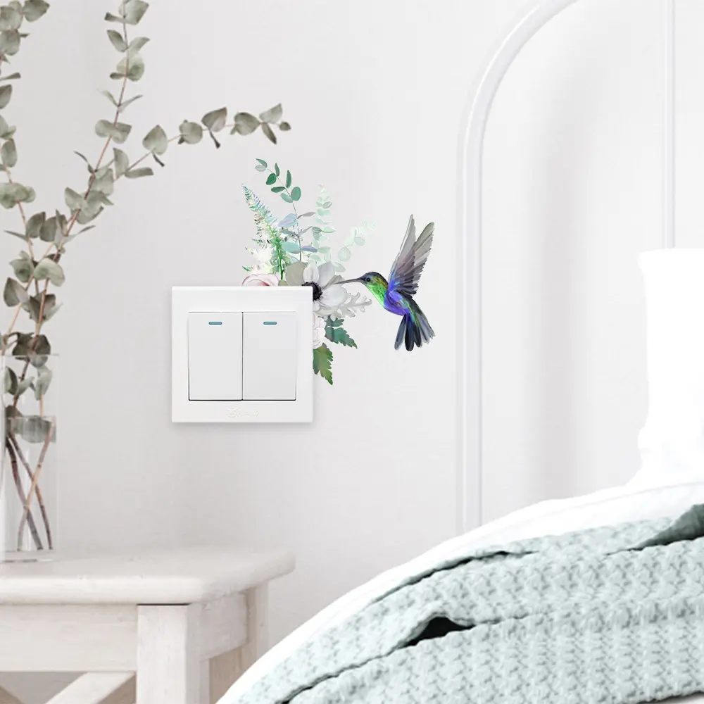 尚易sp-kg049植物墙贴自粘卧室客厅开关装饰开关贴纸