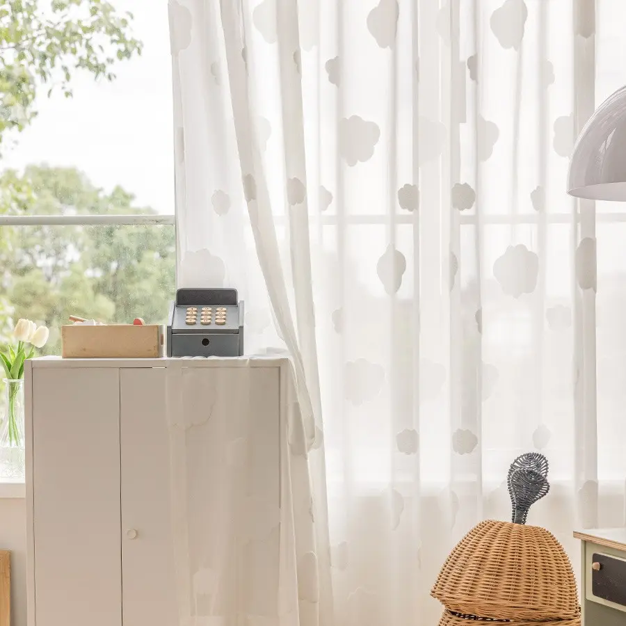 云朵纱星空纱帘少儿房童趣经编立体浮雕纱可爱图案男孩女孩房窗纱