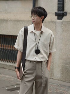 白衬衫 ELI 抗皱宽松透气休闲短袖 进口凉感莱赛尔夏季 男 沙溪