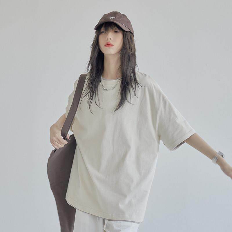 万有引力博物馆 纯色短袖T恤女夏2024新款体恤宽松半袖上衣打底衫