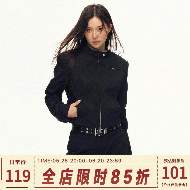 101PASSION黑色短款外套女春季修身显瘦高级感半身裙套装立领夹克