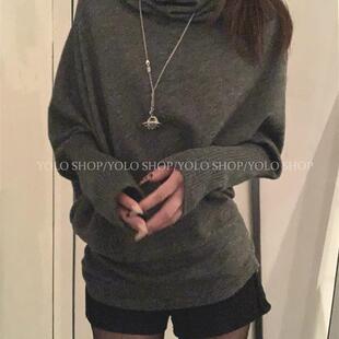 针织套头毛衣长袖 YOLO 不规则设计感蝙蝠袖 涩谷辣妹 上衣 SHOP