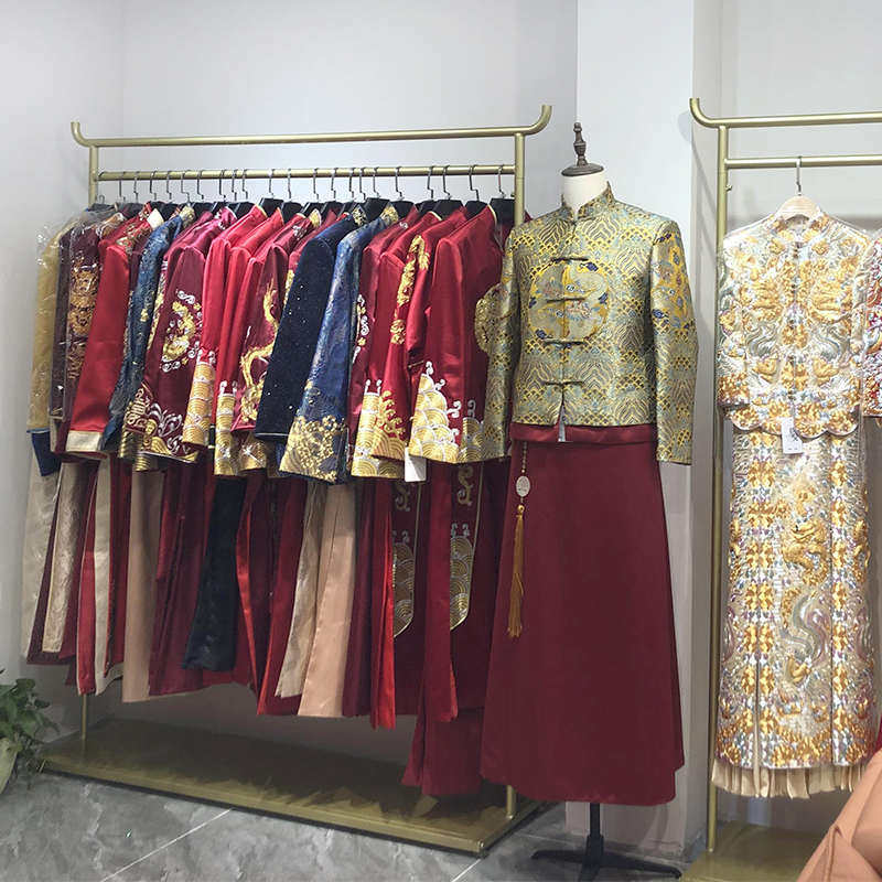 婚纱店中式秀禾展示架明制汉服唐制古装架拖尾礼服婚纱挂衣架简约