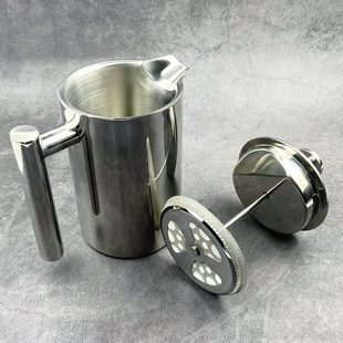 过滤细法压壶不锈钢器瓶网冲压家用便携杯保温双层 滤茶咖啡壶法式