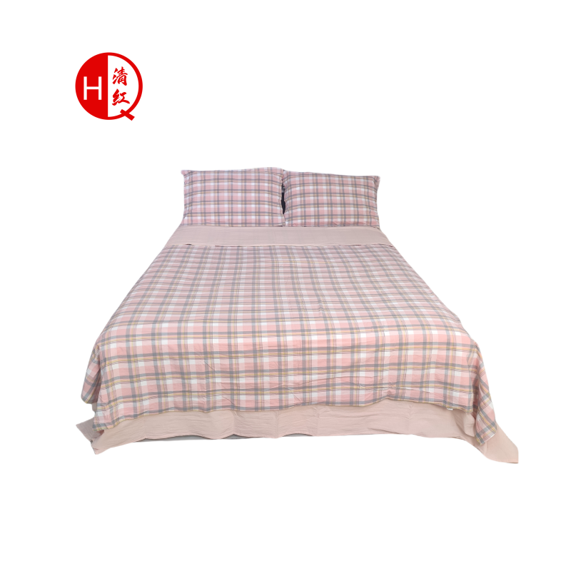 清红全棉水洗棉双人被罩 初春粉 2*2.3m/个
