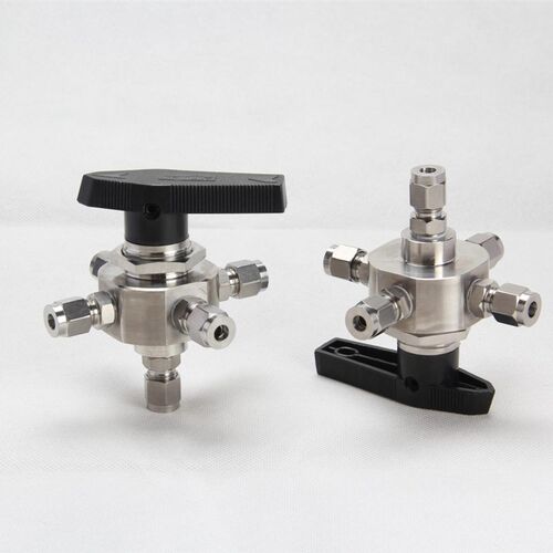 304不锈钢卡套五通球阀四位一通切换阀色谱气路实验室36mm1/41/8