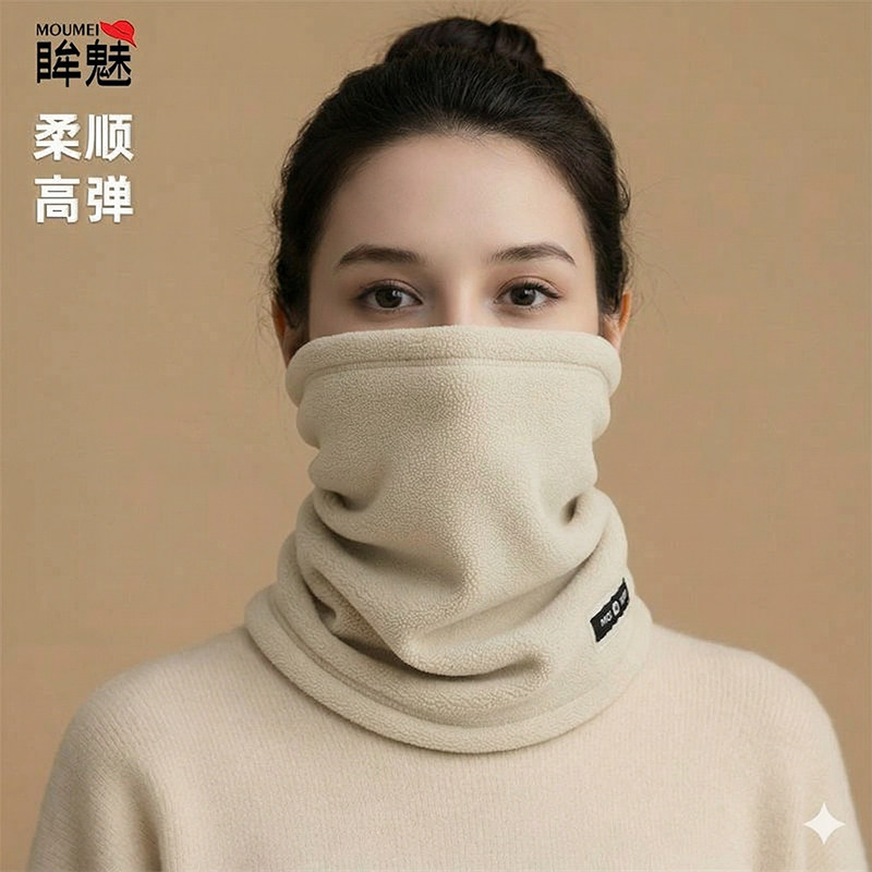 毛绒围脖男女同款冬季加绒加厚防风防寒双面保暖脖套护颈骑行面罩