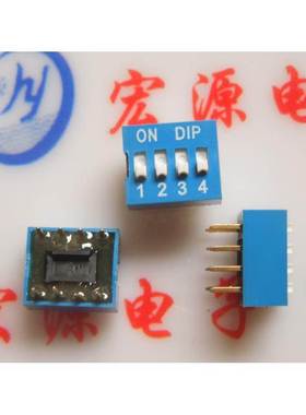 拨码开关 平拨开关 4位 脚距2.54mm 拨动开关 编码开关 4P 蓝色
