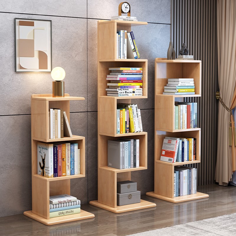 实木书架落地家用多层收纳置物架现代简约客厅小户型收纳储物柜子