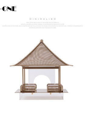 rzone/新中式金属装饰品样板间客厅玄关博古架工艺品家居宝塔摆件