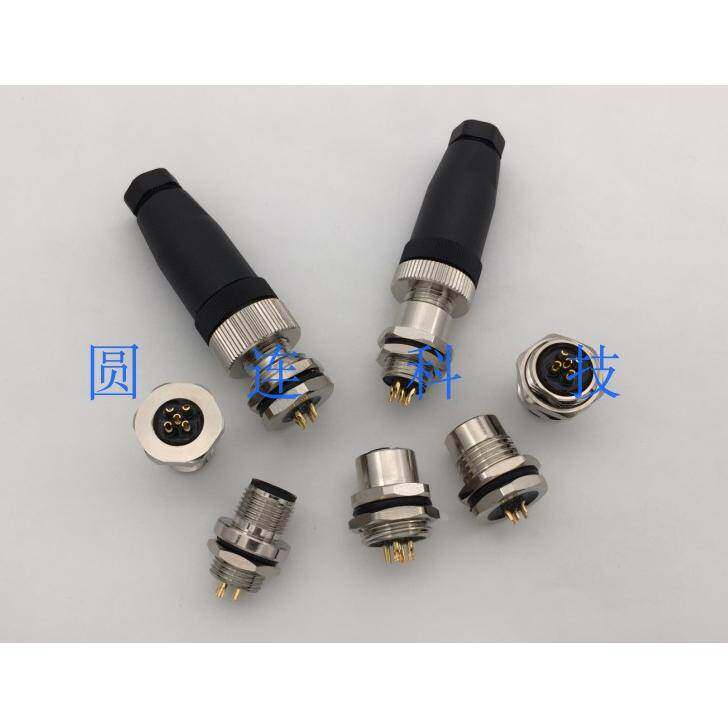 航空插头 M12-4芯5芯传感器公母头 螺丝压接 防水连接器 IP67