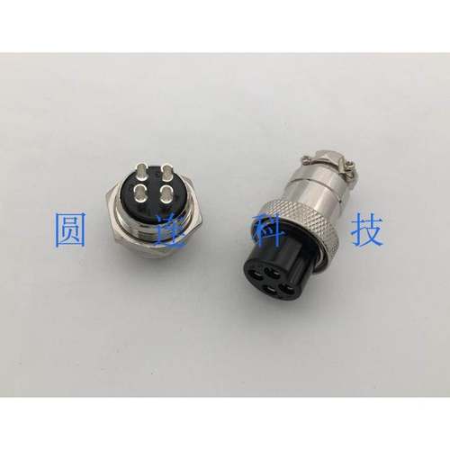 航空插头插座 M19 GX20-4芯 DF20-4P 金属 圆形连接器 开孔19MM
